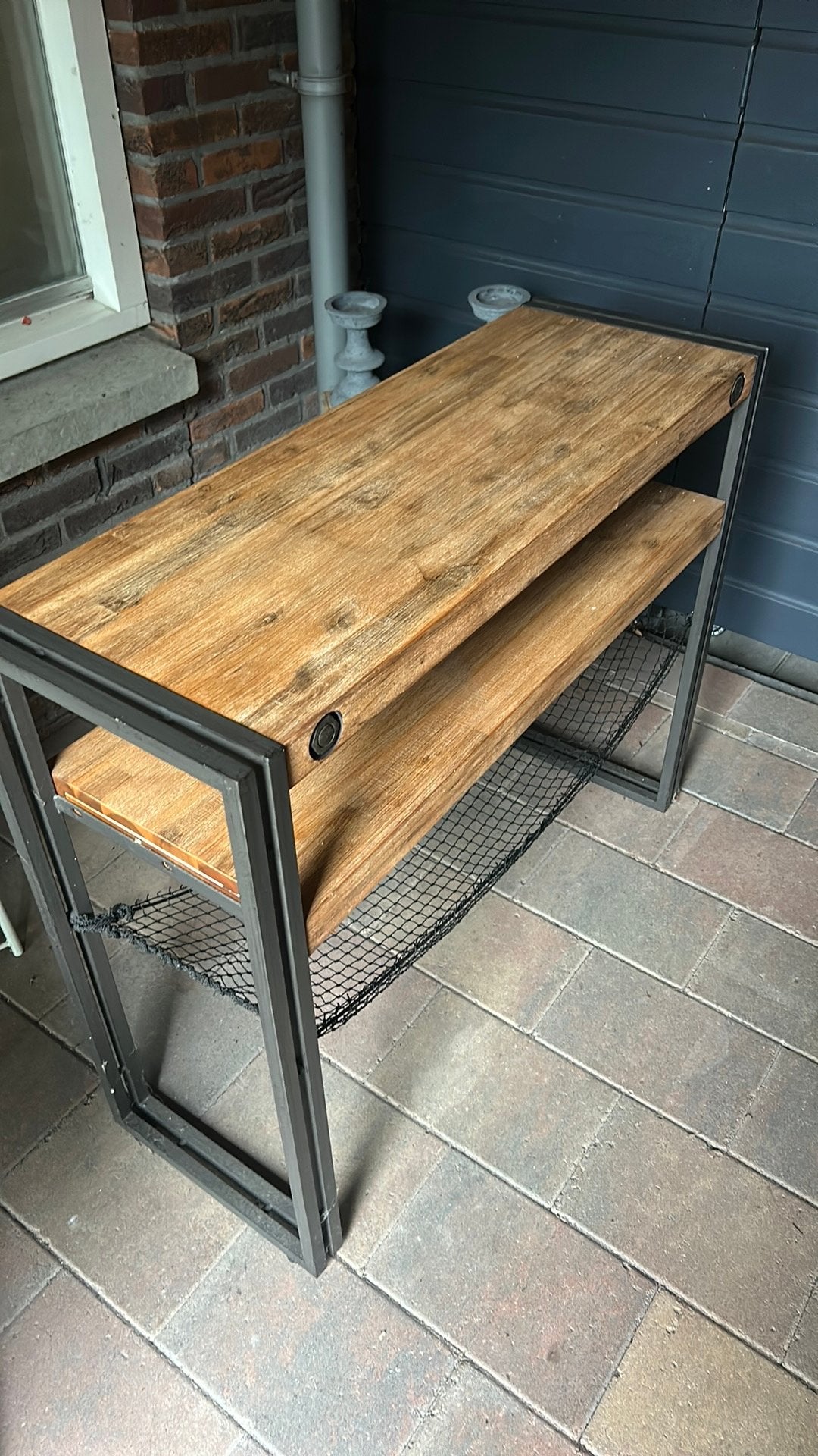 Houten dressoirtafel, Huis en Inrichting, Tafels | Sidetables, Ophalen, Gebruikt, 25 tot 50 cm, Rechthoekig