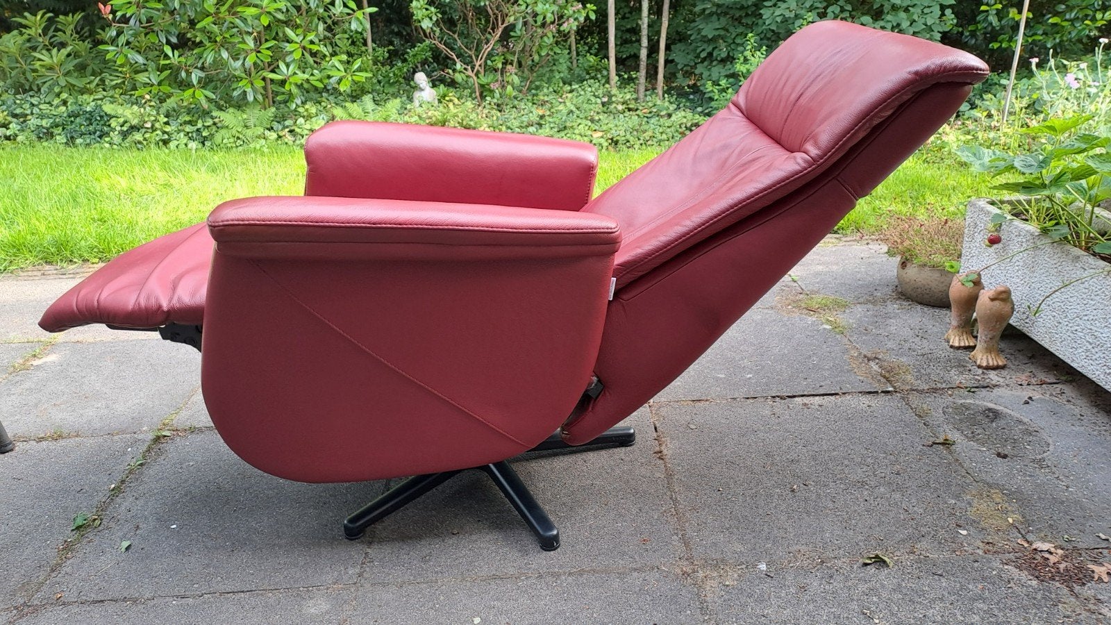 Relax fauteuil rood leer MEUBELZORG Himolla relaxstoel, Huis en Inrichting, Fauteuils, Ophalen, Minder dan 75 cm, Leer, Zo goed als nieuw