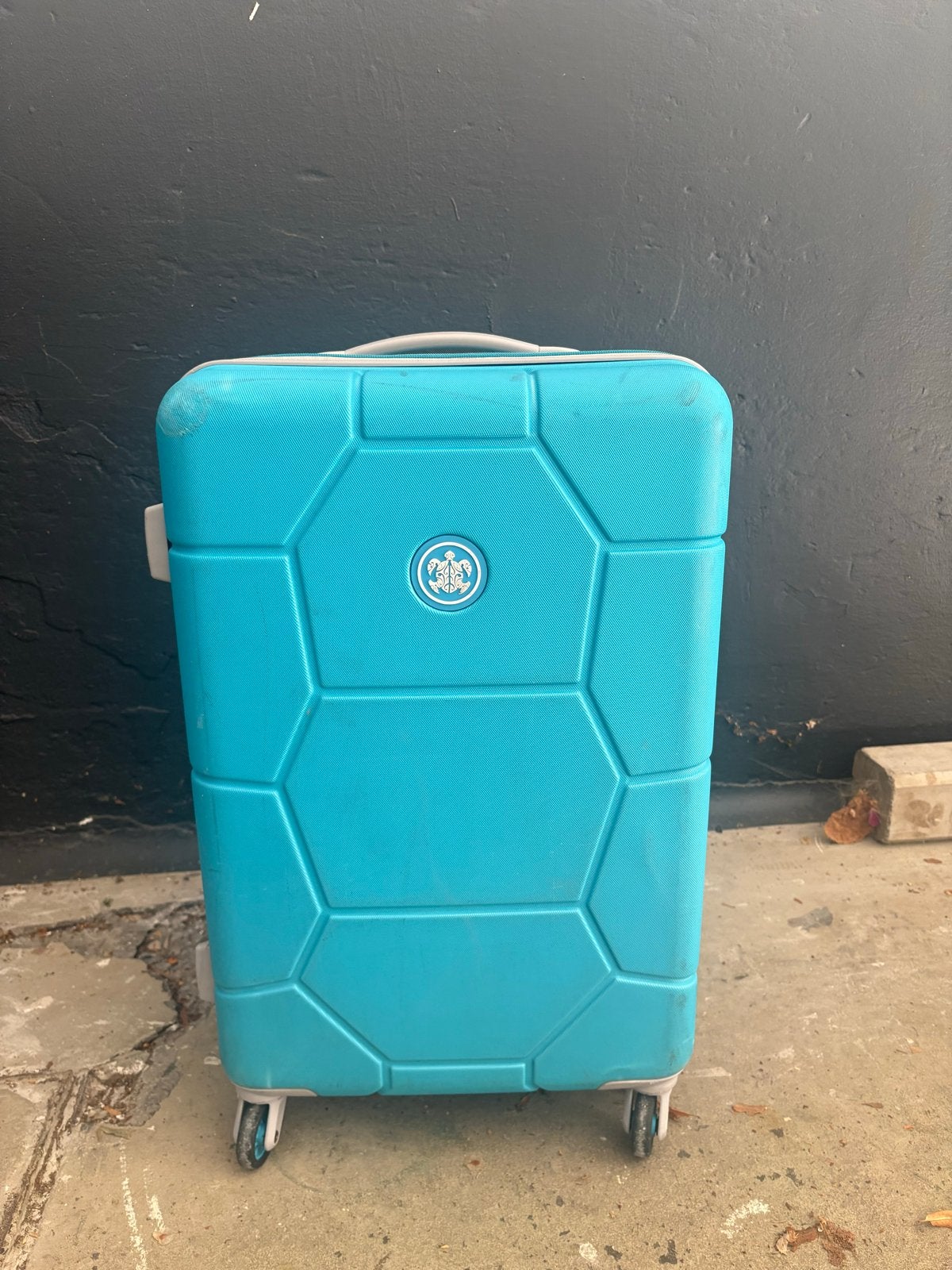 Blauwe/ turqoise Koffer met Wieltjes, Ophalen, Gebruikt, 50 tot 60 cm, Hard kunststof