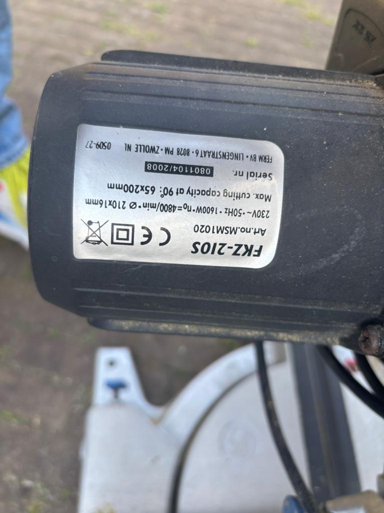 Ferm FKZ-210S Afkortzaag - 1600W - Gebruikt, Ophalen, Gebruikt, 70 mm of meer, Afkortzaag