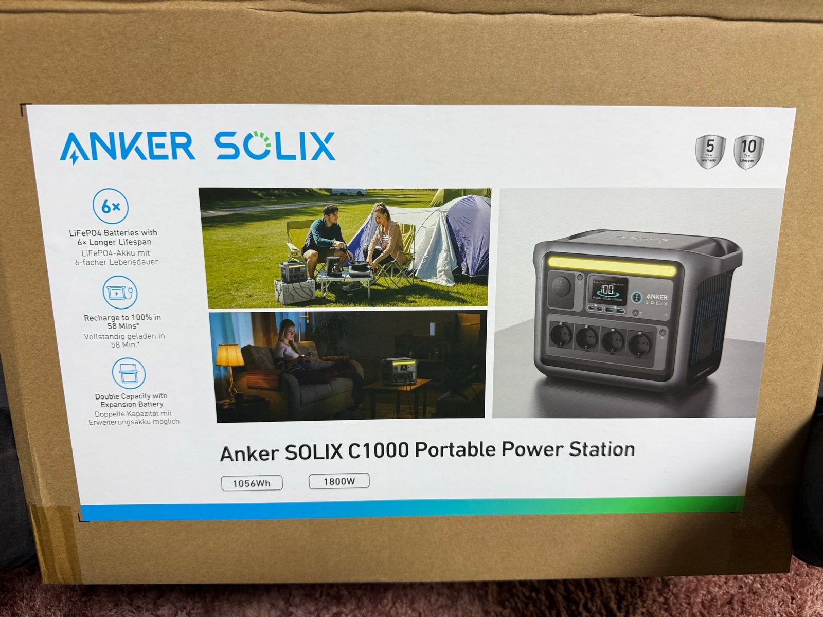 1 keer gebruikt Anker SOLIX C1000 + BP1000 Power Station, Ophalen, Zo goed als nieuw