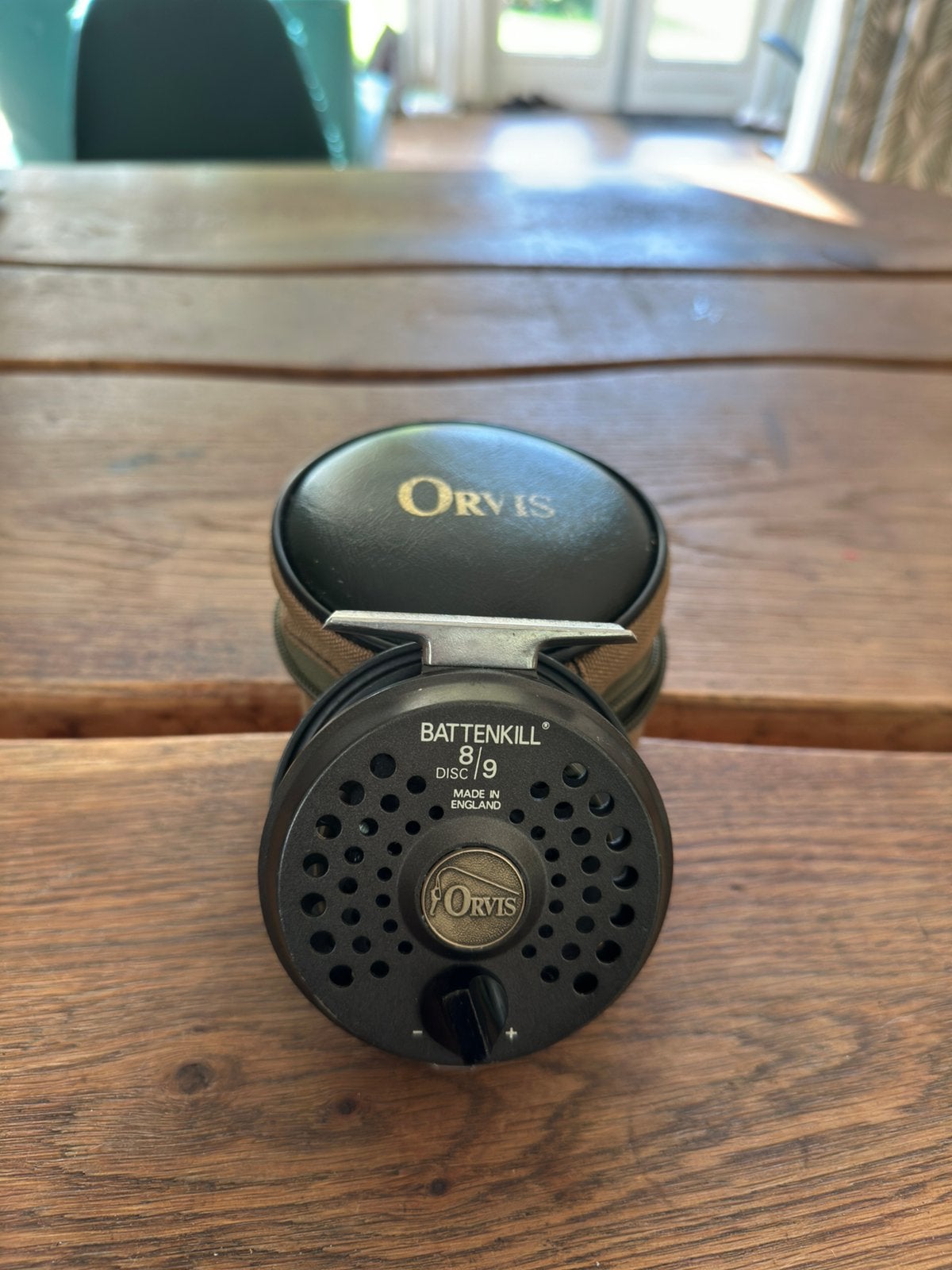 Klassieke Orvis Battenkill 8/9 Disc Fly Reel met hoes!, Ophalen of Verzenden, Gebruikt, Molen