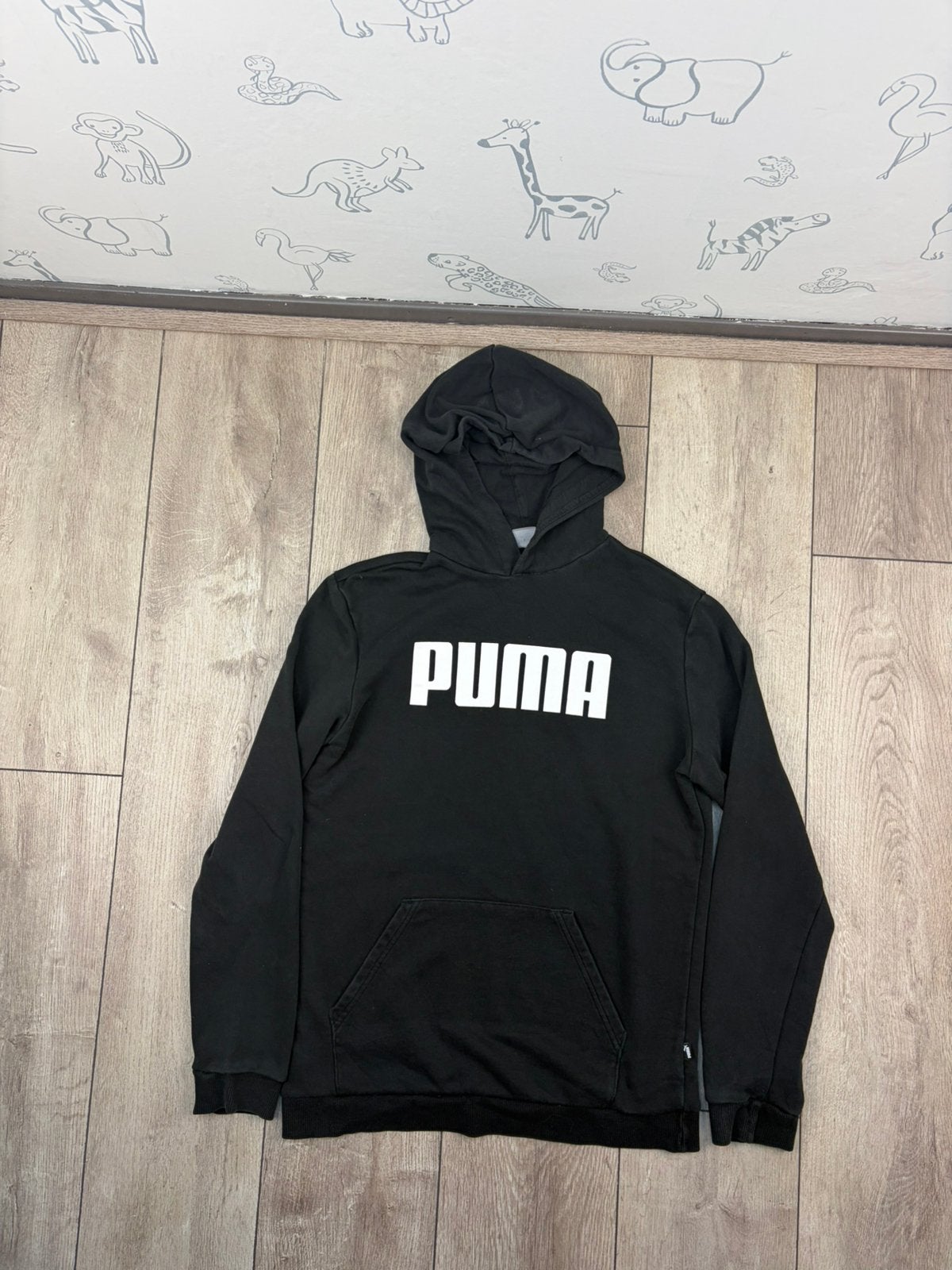 Puma zwarte hoodie groot wit logo, Ophalen of Verzenden, Gedragen, Maat 56/58 (XL), Zwart