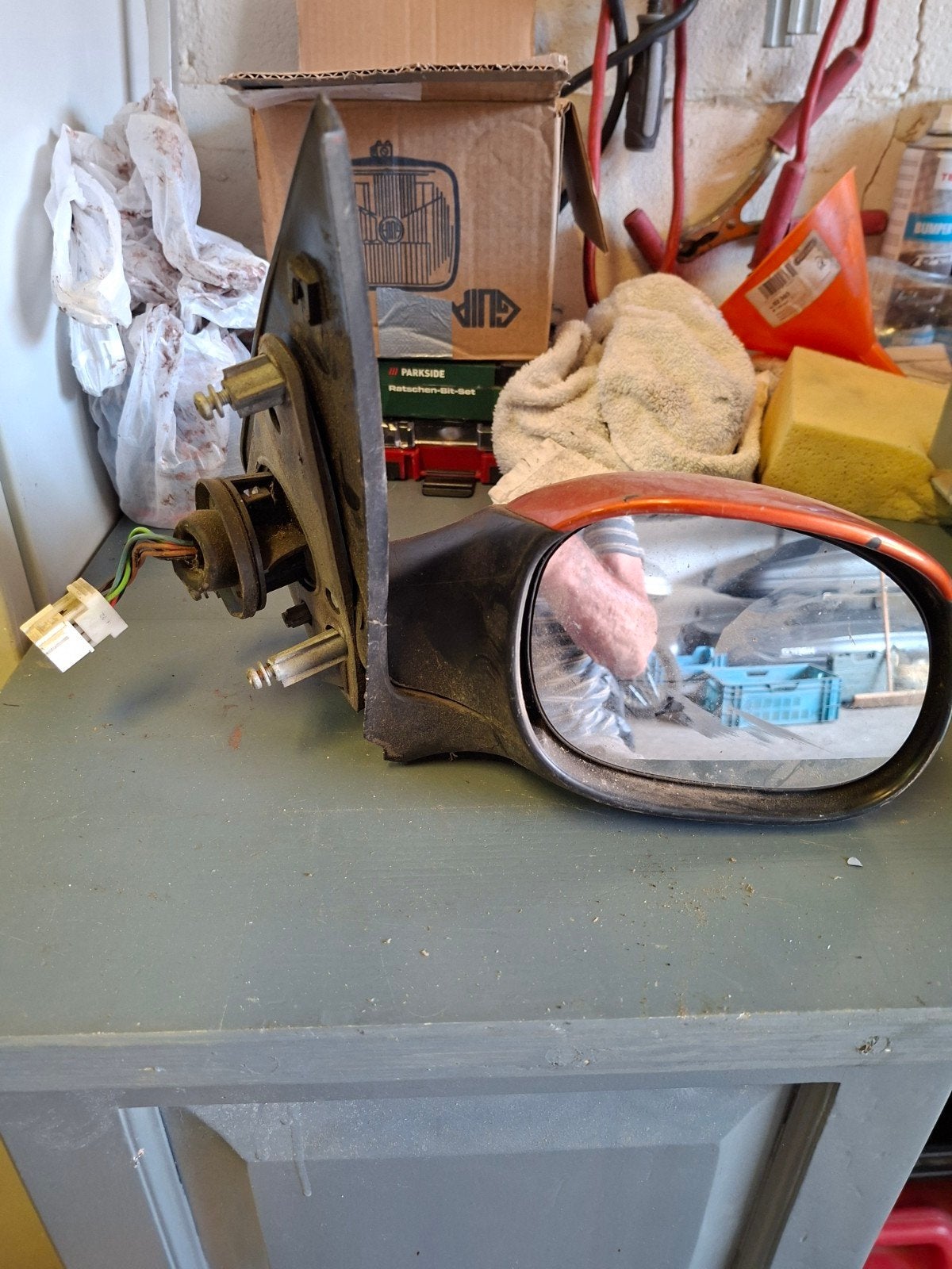 Te koop spiegel Peugeot 206 rechts oranje - Gebruikt, Ophalen of Verzenden, Gebruikt