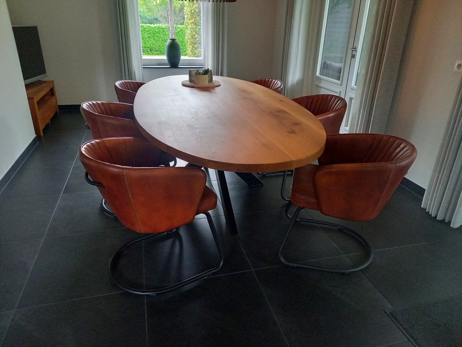 leren eetkamerstoelen (set van 8 stuks), Huis en Inrichting, Ophalen, Overige materialen, 50 tot 100 cm, Zo goed als nieuw