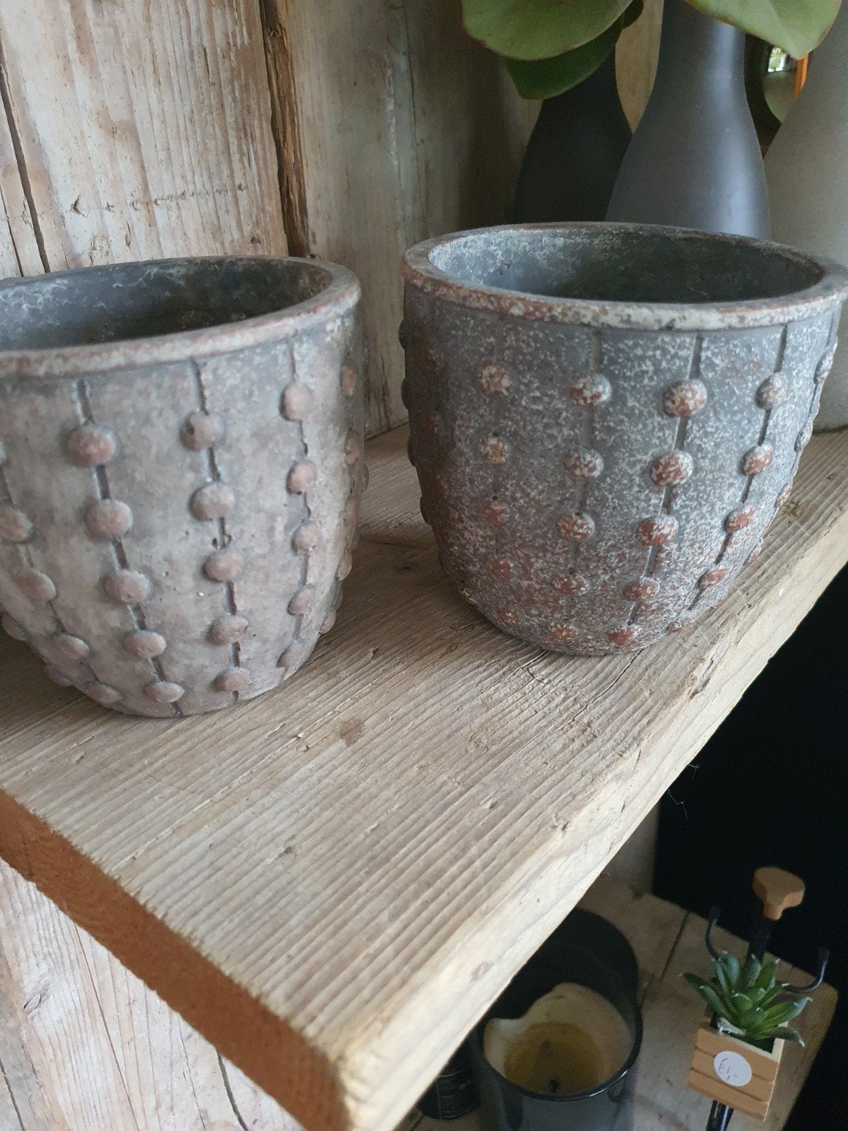 Set van 2 kleine bloempotjes - Hoogte 10 cm, Ophalen, Gebruikt, Rond, Binnen