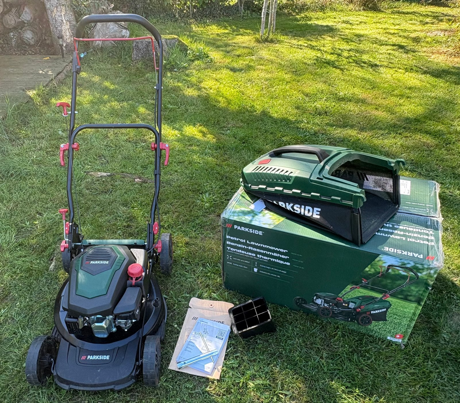 PARKSIDE PBRM 43 B2 benzine grasmaaier zgan!, Ophalen, Cirkelmaaier, Zo goed als nieuw, Benzine-grasmaaier