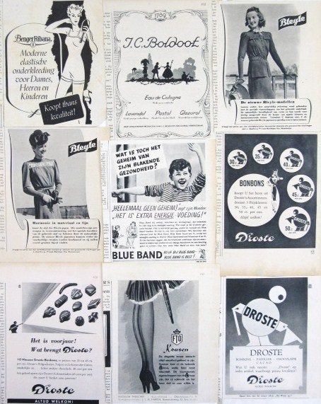 170+ advertenties reclames uit 1940 Droste Vieto Spalt HDZ, Verzamelen, Ophalen of Verzenden, Gebruikt, Overige typen