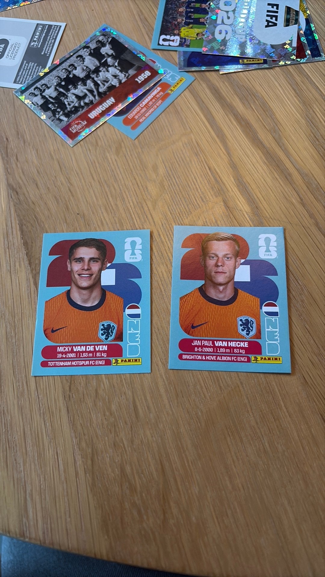 Micky van de ven + jan paul van hecke panini world cup card, Ophalen