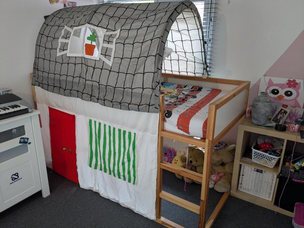 Ikea kura hoogslaper (omkeerbaar) inclusief huisje tent, Gebruikt, 90 cm, Eenpersoons, Minder dan 160 cm