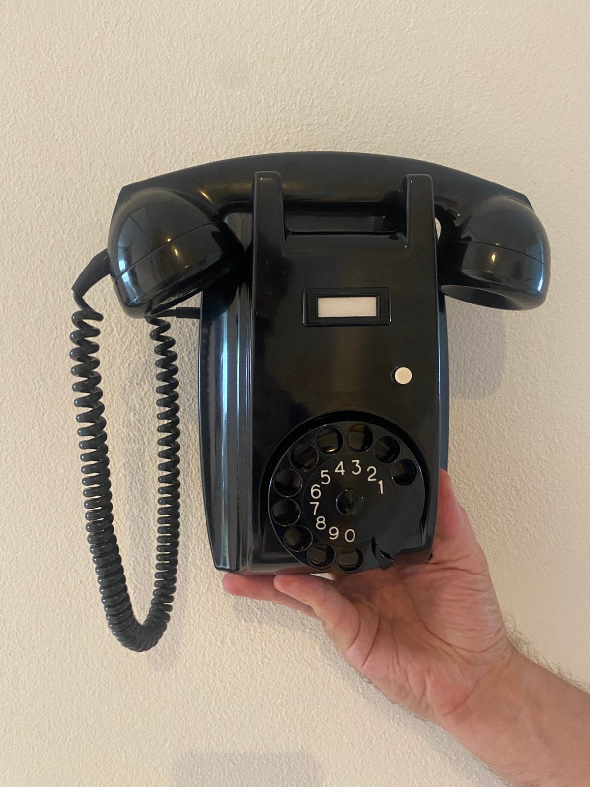 Oude zwarte bakelieten PTT wandtelefoon, Ophalen of Verzenden, Gebruikt, Met draaischijf