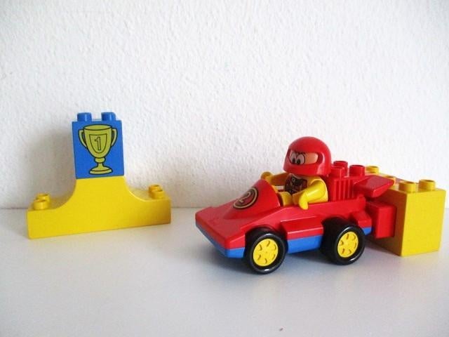duplo racer met afschiet systeem lees beschrijving, Ophalen of Verzenden, Gebruikt, Complete set, Duplo