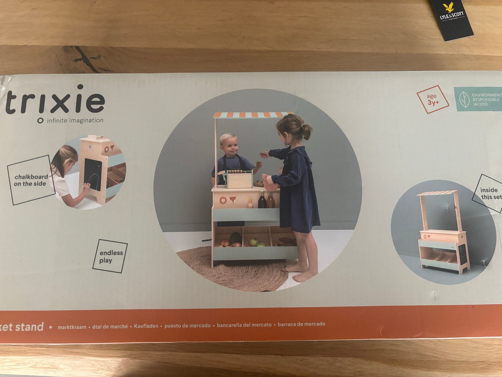 Trixie Houten Marktkraam - Speelgoedwinkel voor Kinderen, Ophalen, Nieuw, Jongen of Meisje