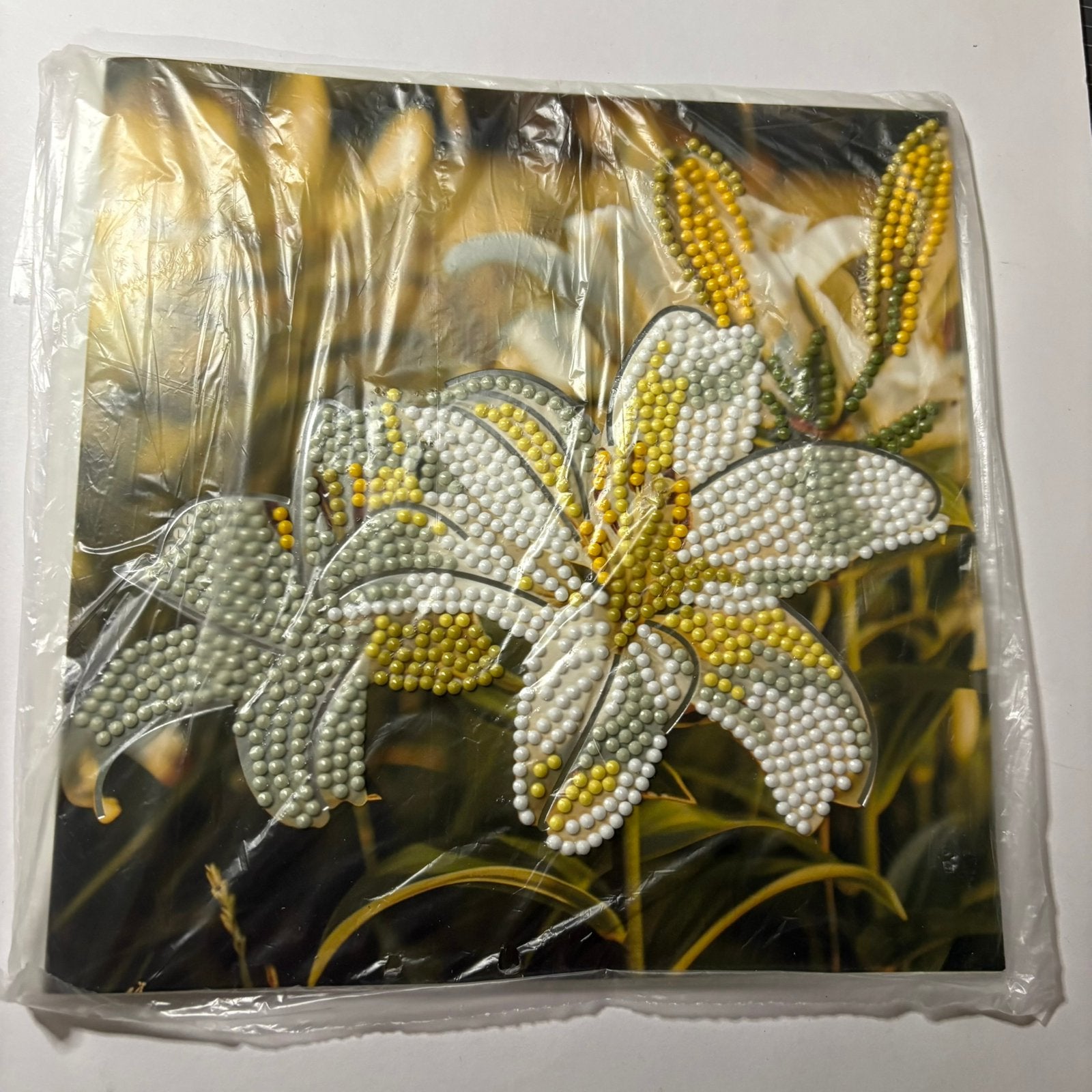 Diamond painting kaart witte bloemen, Ophalen of Verzenden, Zo goed als nieuw, Overige thema's