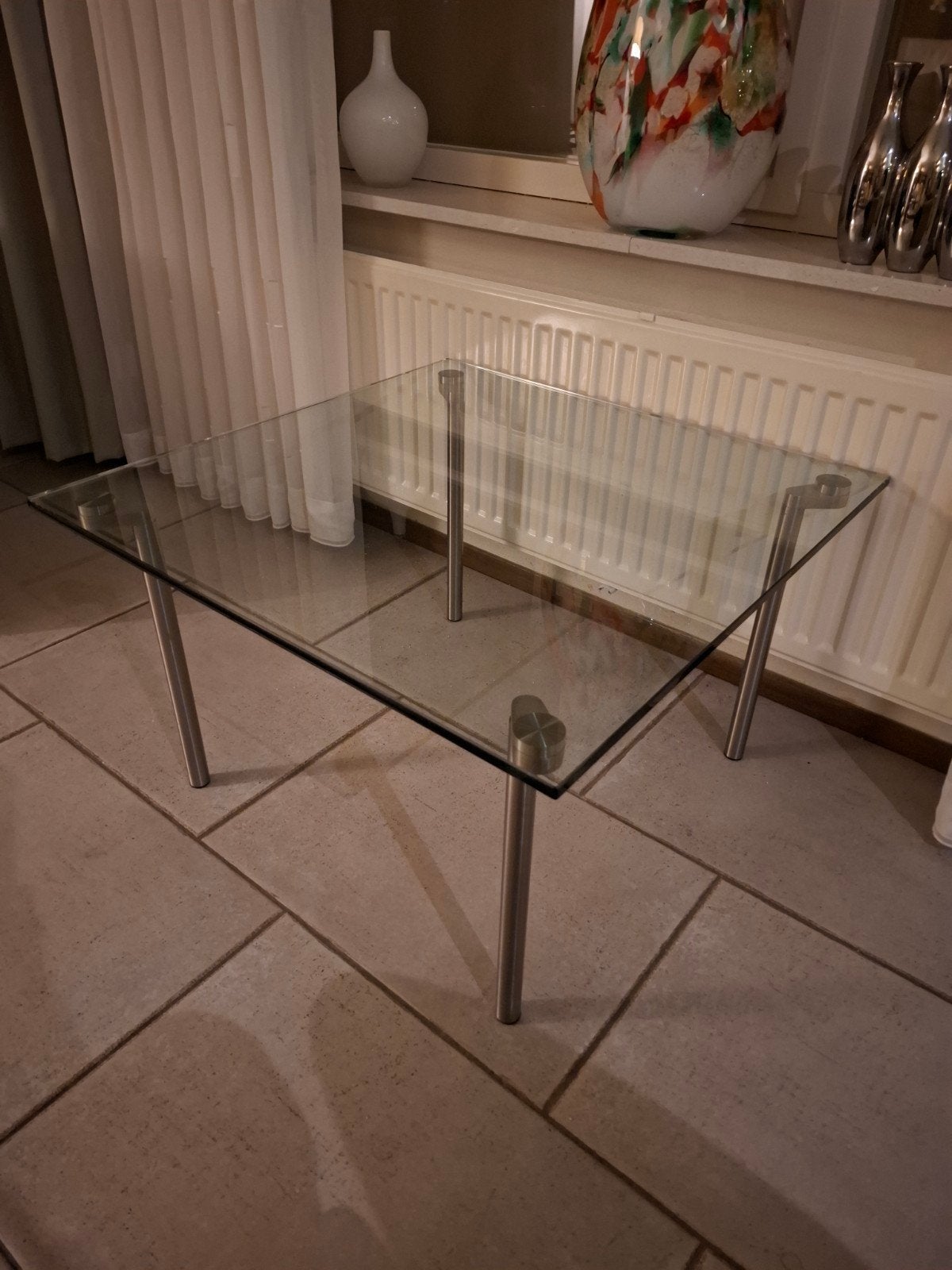 Design bijzettafel van gehard glas - 60x60x40 cm, Huis en Inrichting, Tafels | Salontafels, Ophalen, 50 tot 100 cm, Vierkant, 50 tot 100 cm