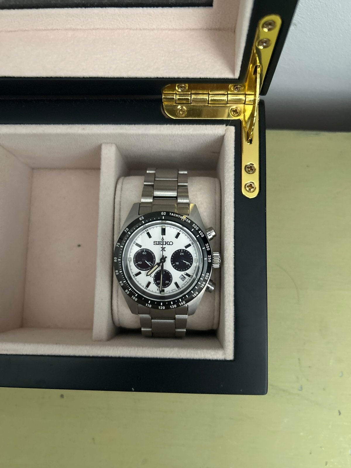 SEIKO PROSPEX SPEEDTIMER SOLAR SSC813P1, Ophalen, Seiko, Staal, Polshorloge