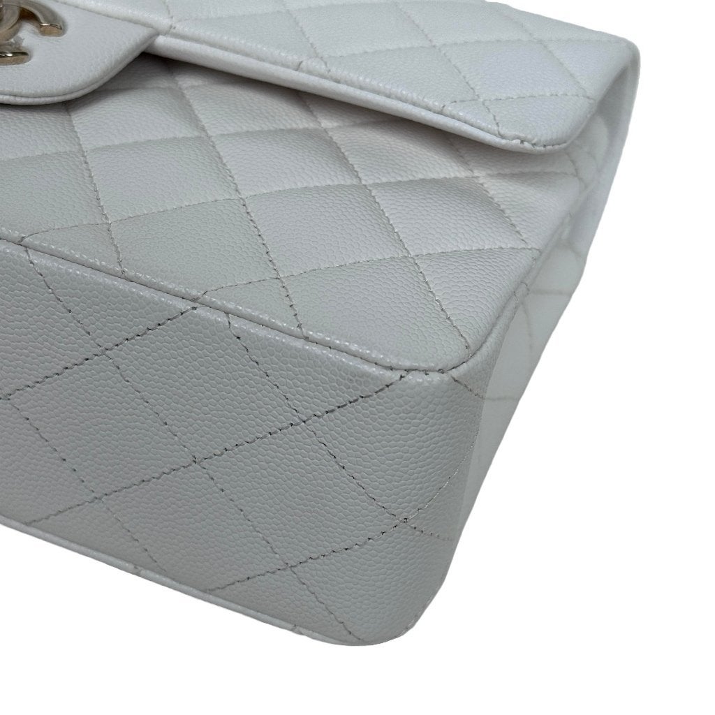 Chanel double classic flap small wit creme tas GHW goud image 5