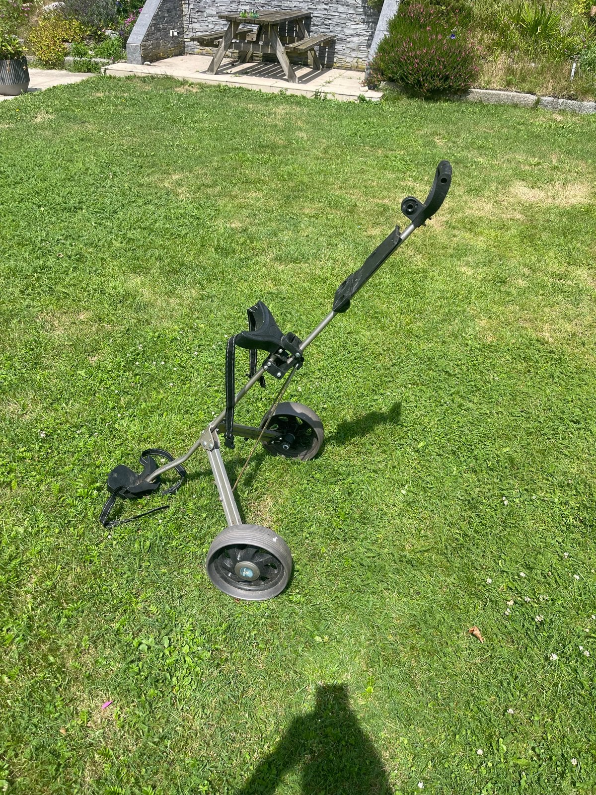 2 wielse golftrolley- gebruikt, Sport en Fitness, Golf, Ophalen, Gebruikt, Golfkar, Overige merken