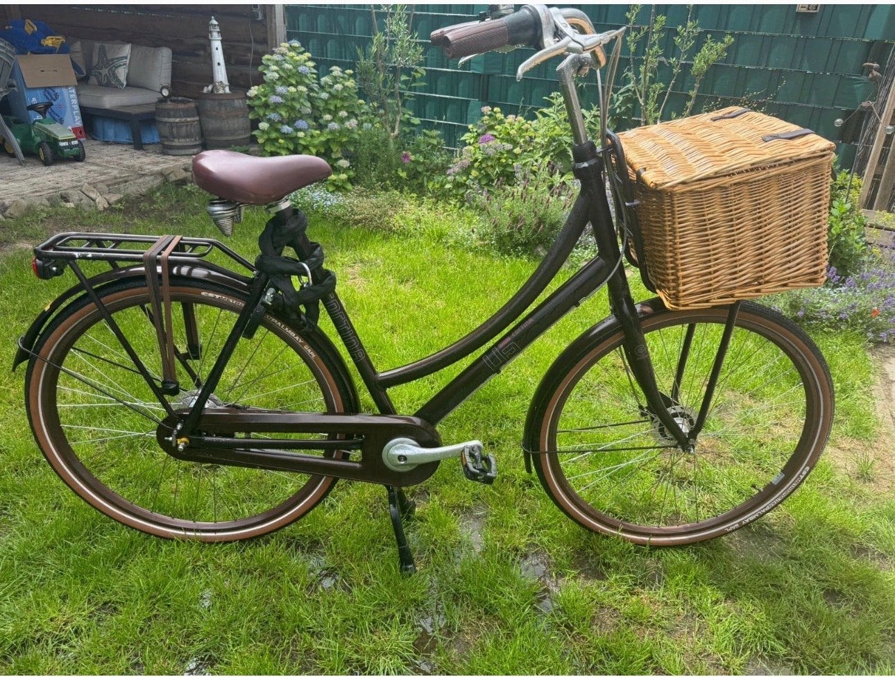 Cortina U5 Damesfiets met voordrager en mand, Versnellingen, 56 cm of meer, Zo goed als nieuw, Trommelrem