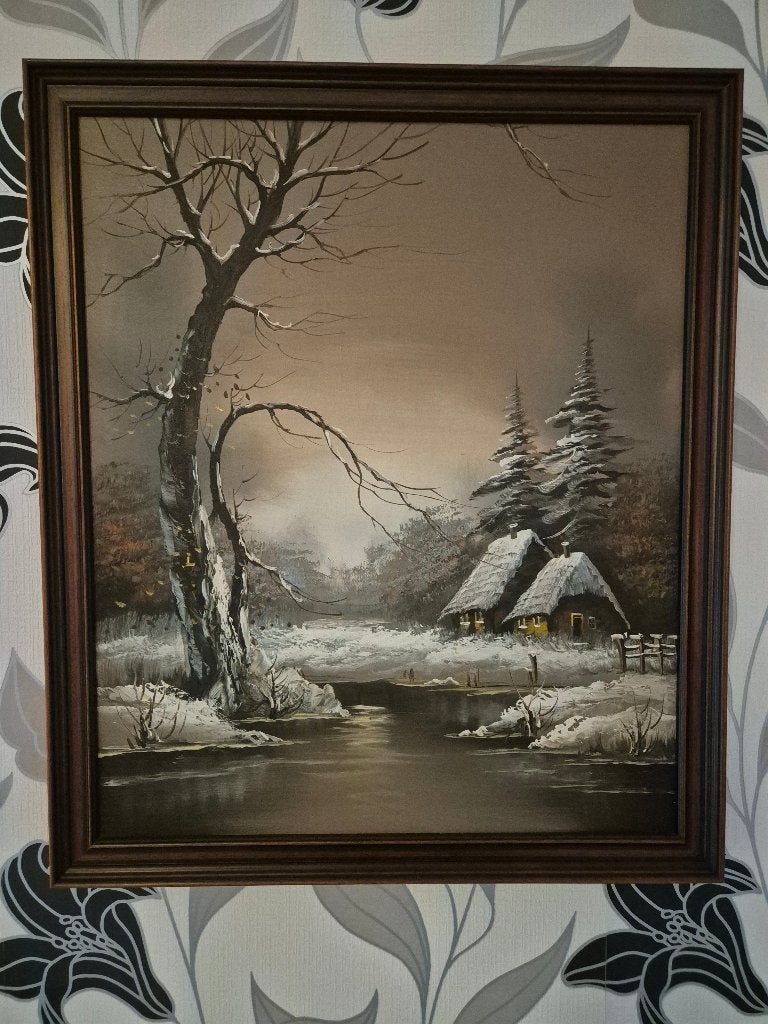 Winter Landschap schilderij, Ophalen
