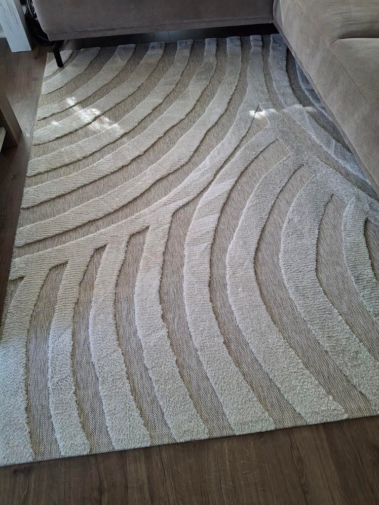 Vloerkleed 130 bij 260 ecru, Ophalen of Verzenden, Zo goed als nieuw, Rechthoekig, 200 cm of meer