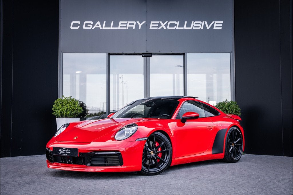 Porsche 911 992 3.0 Carrera 4 S - Indischrood | Sport Chrono, Automaat, Gebruikt, Zwart, Automatische klimaatregeling