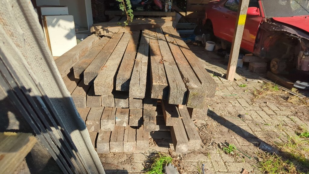 Stevige/Zware houten balken 4 meter, Tuin en Terras, Palen, Balken en Planken, Ophalen, 250 cm of meer, Balken