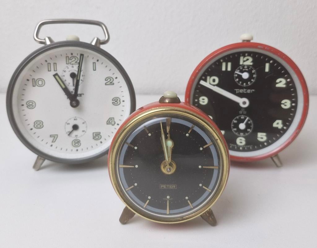 Set van 3 vintage wekkers van "Peter", Witgoed en Apparatuur, Wekkers, Ophalen of Verzenden