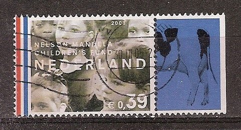 Nederland, Nelson Mandela, met tab, 2003., Ophalen of Verzenden, Na 1940, Gestempeld
