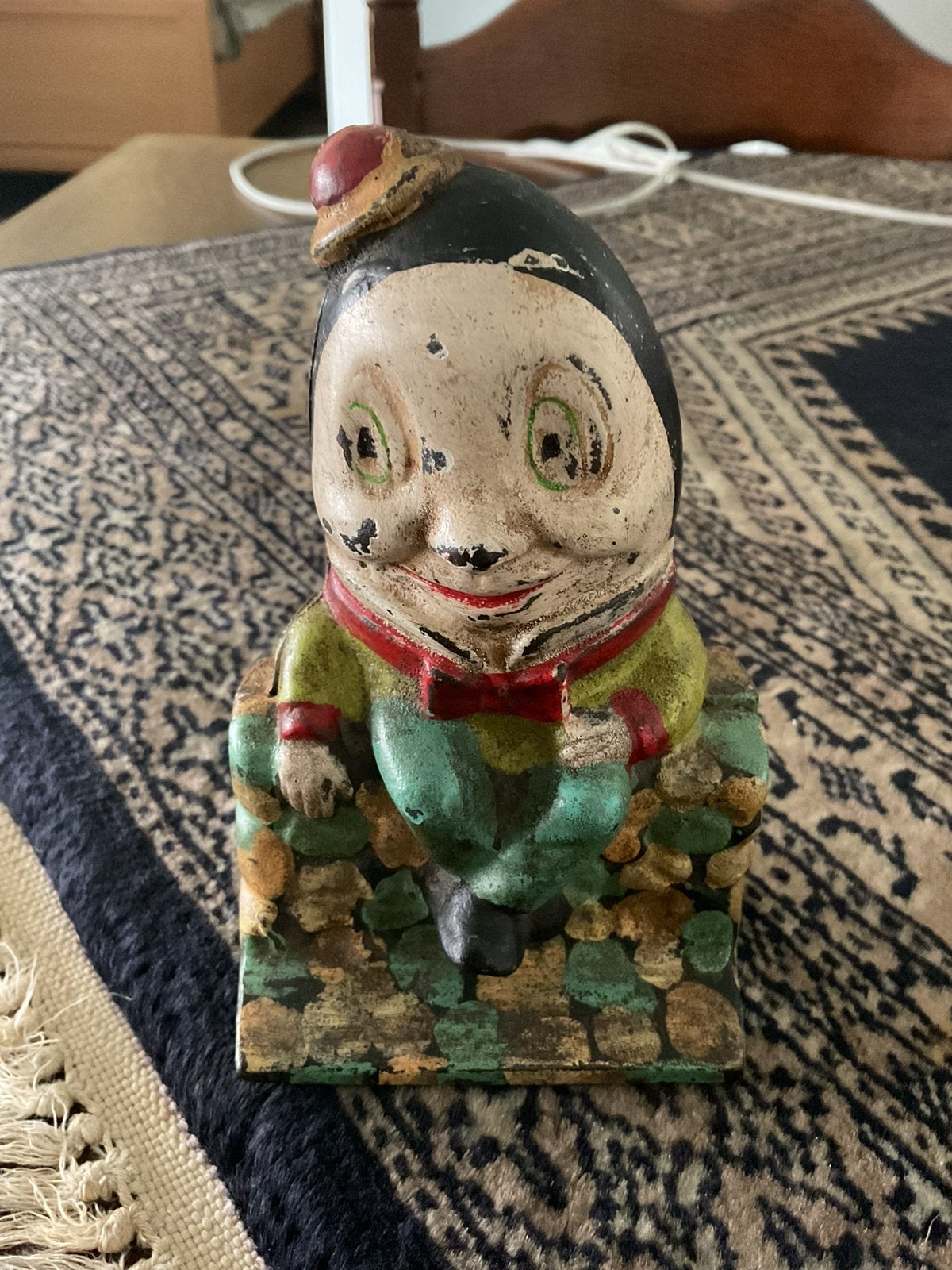 Gietijzeren spaarpot humpty dumpty, Ophalen of Verzenden, Gebruikt
