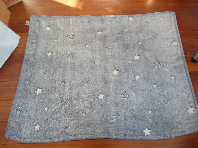 lichtblauwe met witte sterren fleece plaid deken, Fleecedeken, 120 cm, Ophalen of Verzenden, Zo goed als nieuw