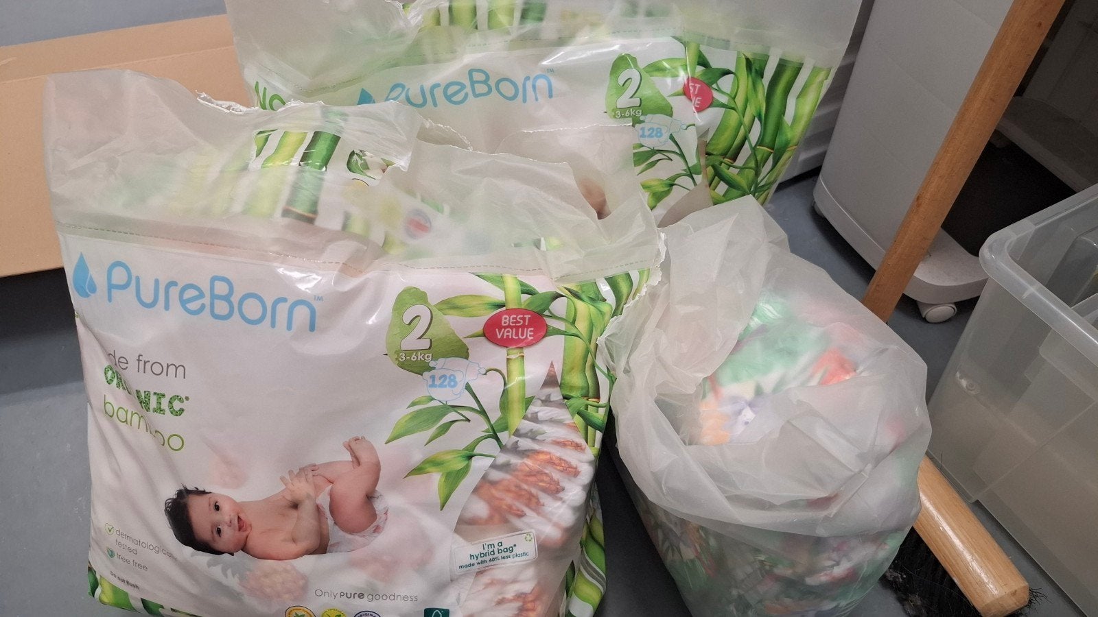 2 pakken PureBorn luiers maat 2 (3-6 kg), Ophalen, Nieuw