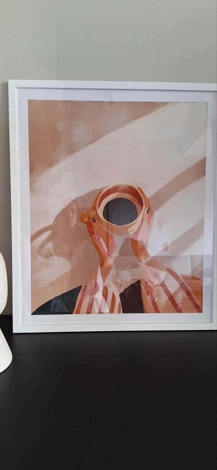 Abstracte print met witte lijst, Ophalen, 50 – 75, 50 tot 75 cm, Print