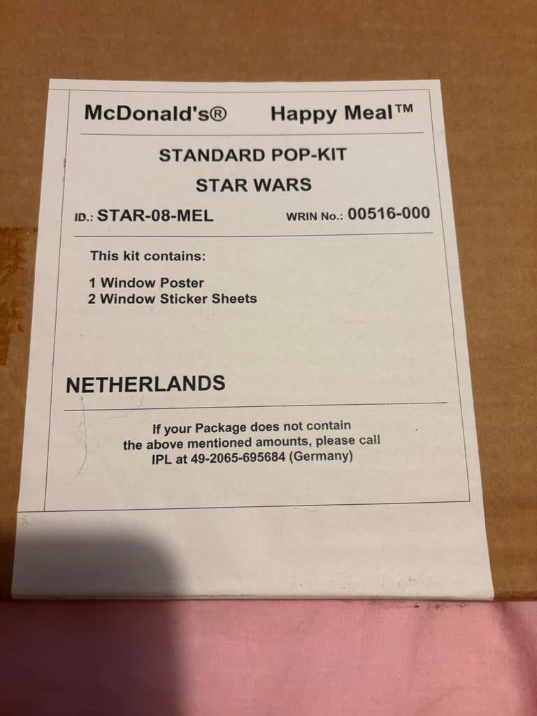 Vintage Starwars Mc.Donalds Raamposters, Ophalen, Nieuw, Overige typen