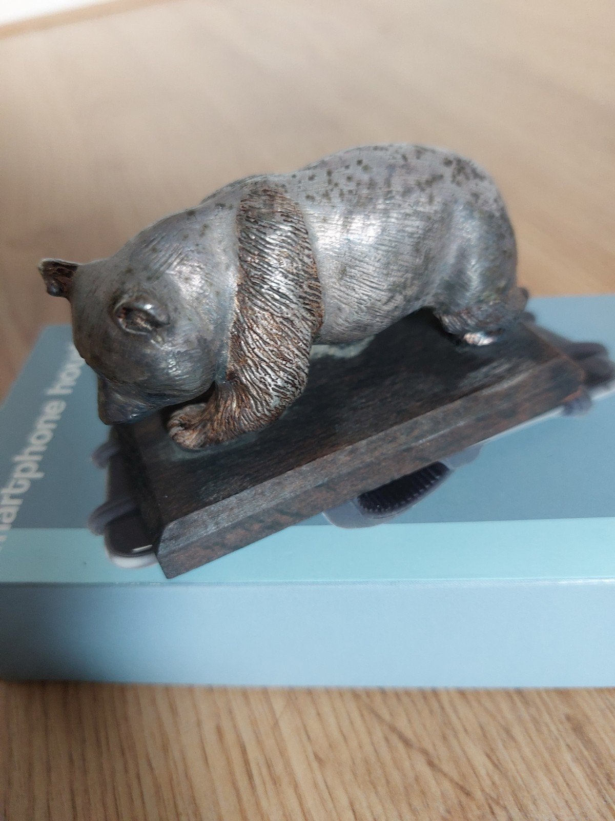 Verzilverde miniatuurbeeld van Wereld Natuur Fonds panda, Verzenden, Gebruikt, Wild dier, Beeldje of Figuurtje