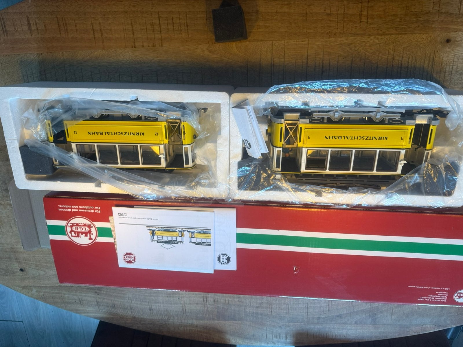 LGB 23363 Kirnitzschtalbahn Tram + Bijwagen | mfx/DCC Sound, Ophalen, Zo goed als nieuw, LGB, Gelijkstroom