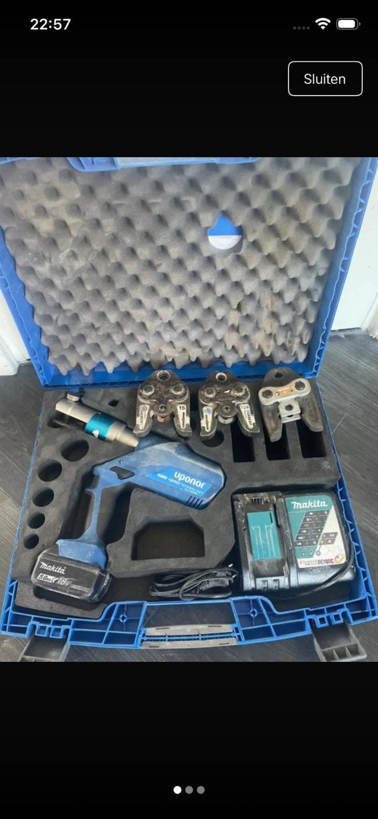 Uponor persmachine met Makita accu en lader, Ophalen, Gebruikt, Minder dan 400 watt, Overige typen