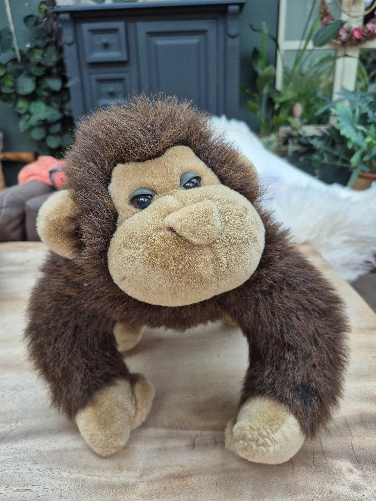 Schattige bruine aap knuffel - 30-35 cm, Ophalen of Verzenden, Zo goed als nieuw, Middelgroot (20 tot 80 cm), Bruin