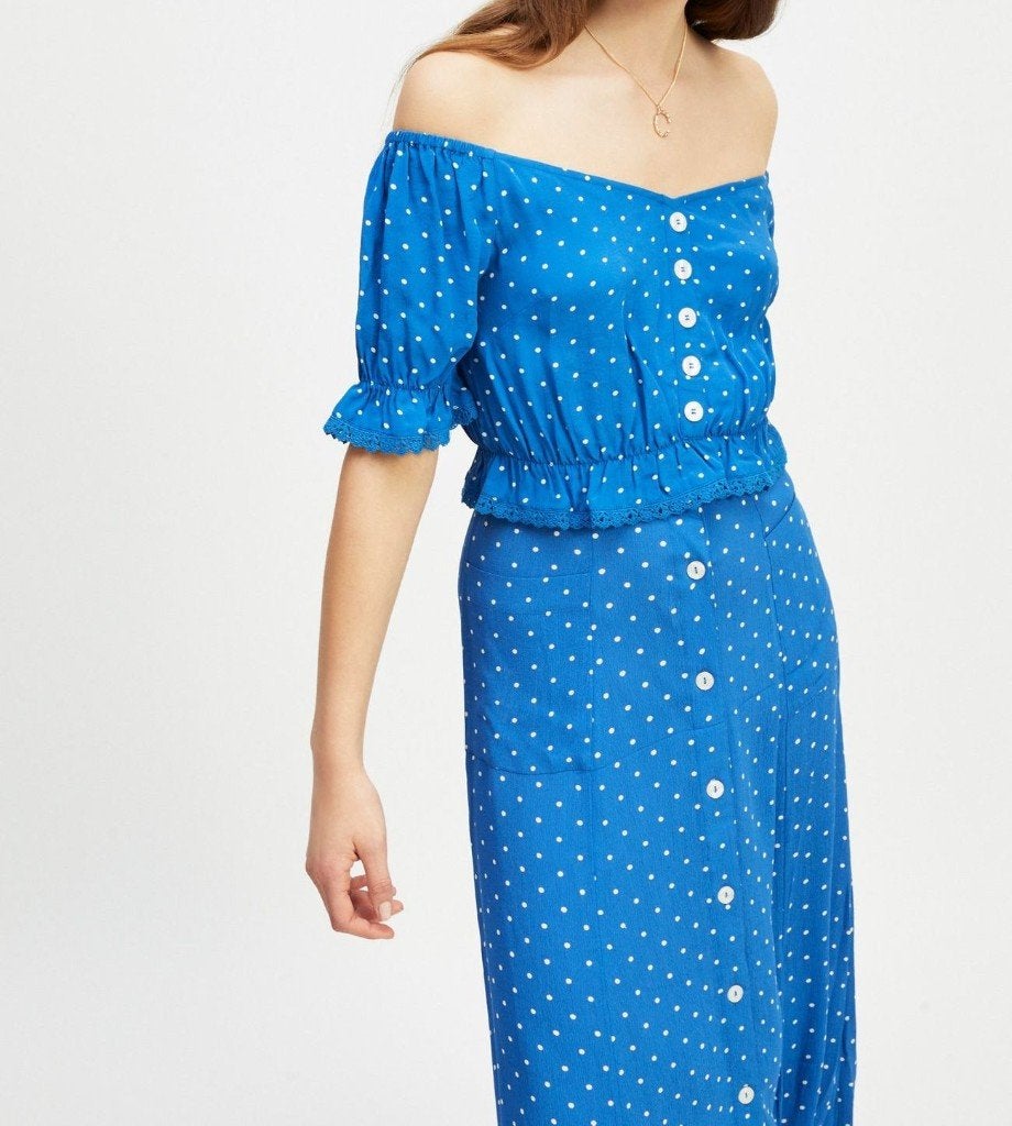Blue bardot top (Miss Selfridge), Blauw, Nieuw, Ophalen of Verzenden, Maat 34 (XS) of kleiner