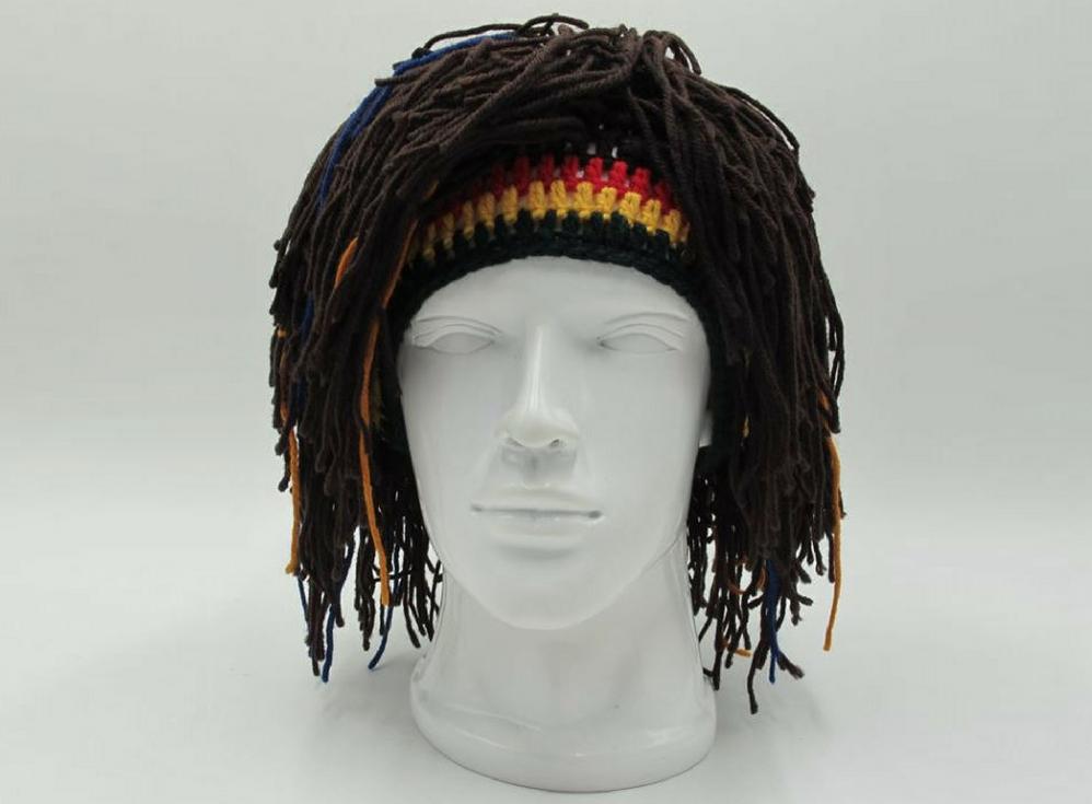 Rasta Pruik Muts Beanie Dreadlocks Haar Haren Mannen, Verzenden, Nieuw, Pruik of Haarverlenging