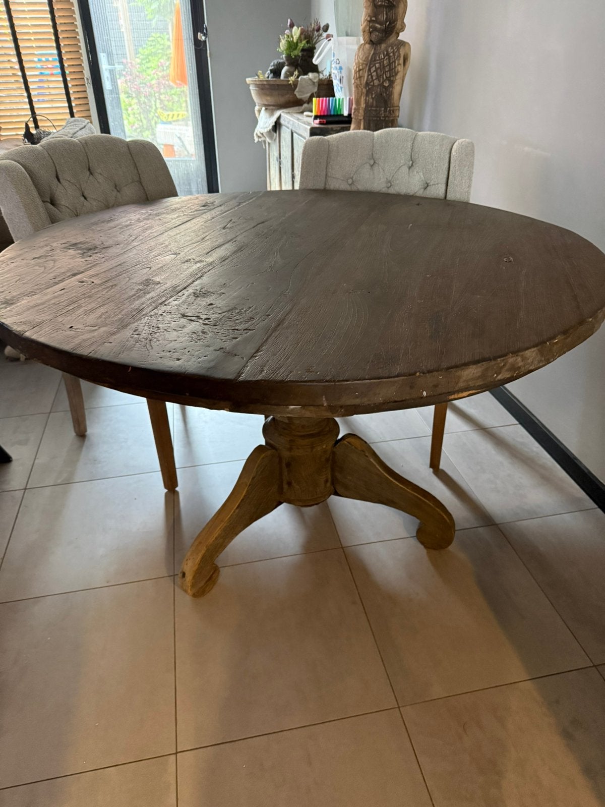 Eettafel rond 130cm, Ophalen, Zo goed als nieuw, Rond, 100 tot 150 cm