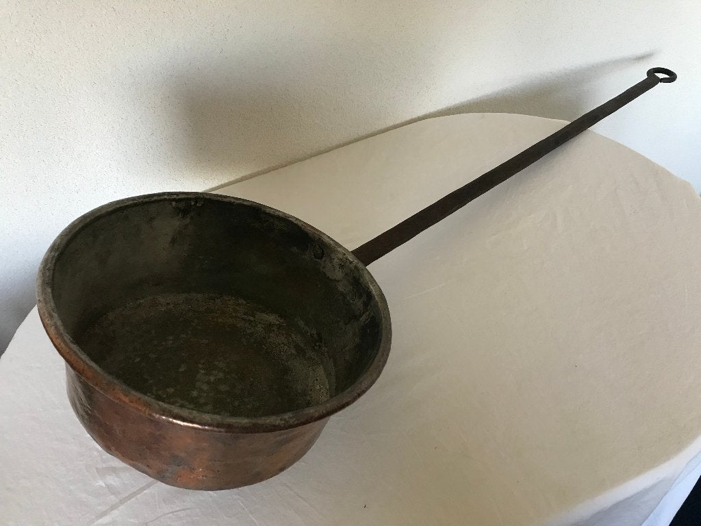 Antieke Oude Koperen IJzeren Pan Steelpan Koper IJzer Ketel, Ophalen of Verzenden, Koper