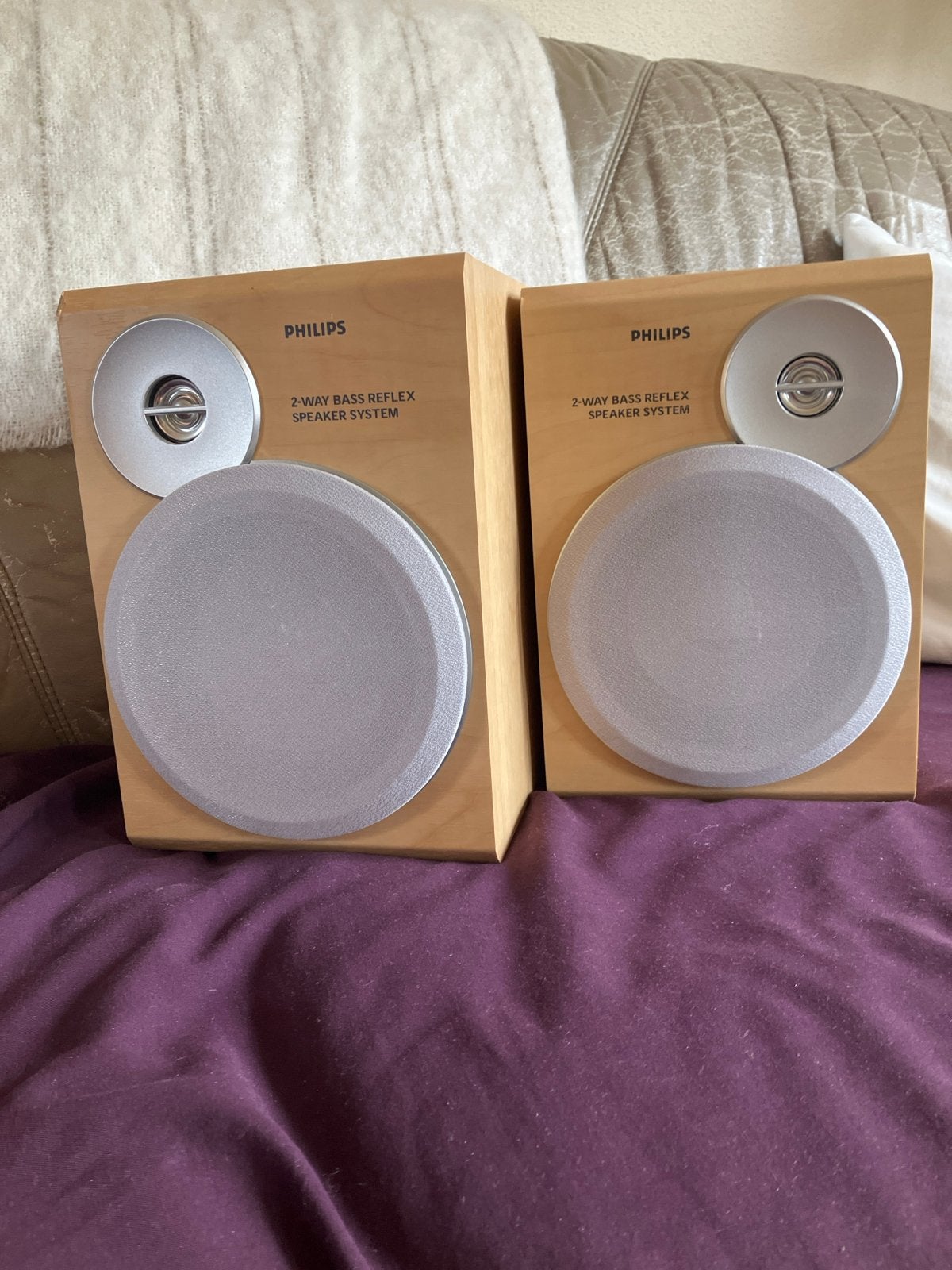 Philips 2-weg Bass Reflex Speaker Systeem - Houtkleur, Ophalen, Stereo speakers, Philips, Gebruikt
