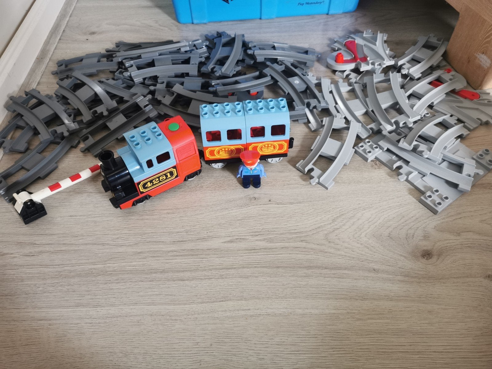 Lego Duplo Trein met machinist en rails, Inclusief minifiguren, Gebruikt, Overige thema's, Ophalen of Verzenden