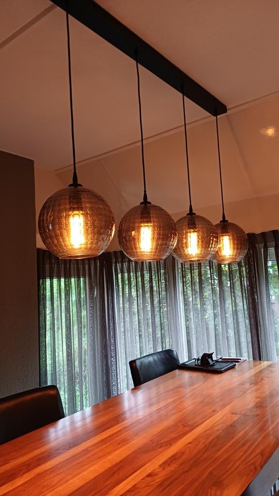 Hanglamp boven eettafel glas, Ophalen, Zo goed als nieuw, Glas, Minder dan 50 cm