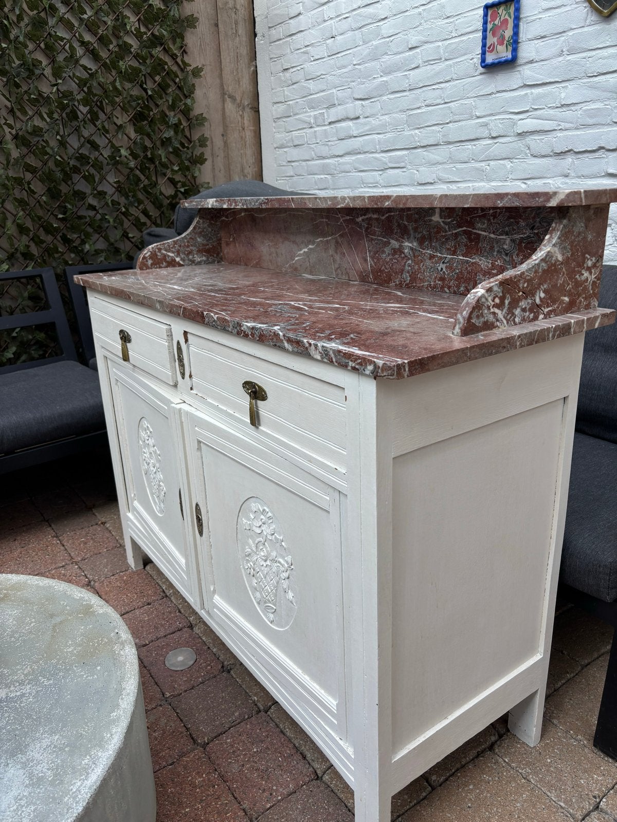 Vintage commode met marmeren blad, Antiek en Kunst, Ophalen
