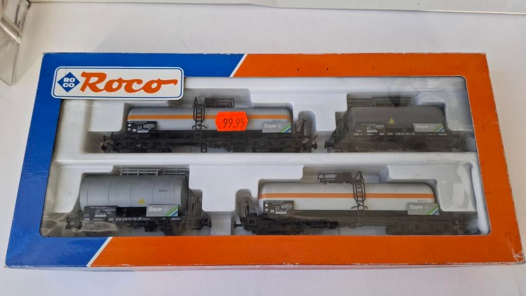 Roco 44041 set 4 ketelwagens Bayer DB, AC wielen, H0, Wisselstroom, Gebruikt, Wagon, Ophalen of Verzenden