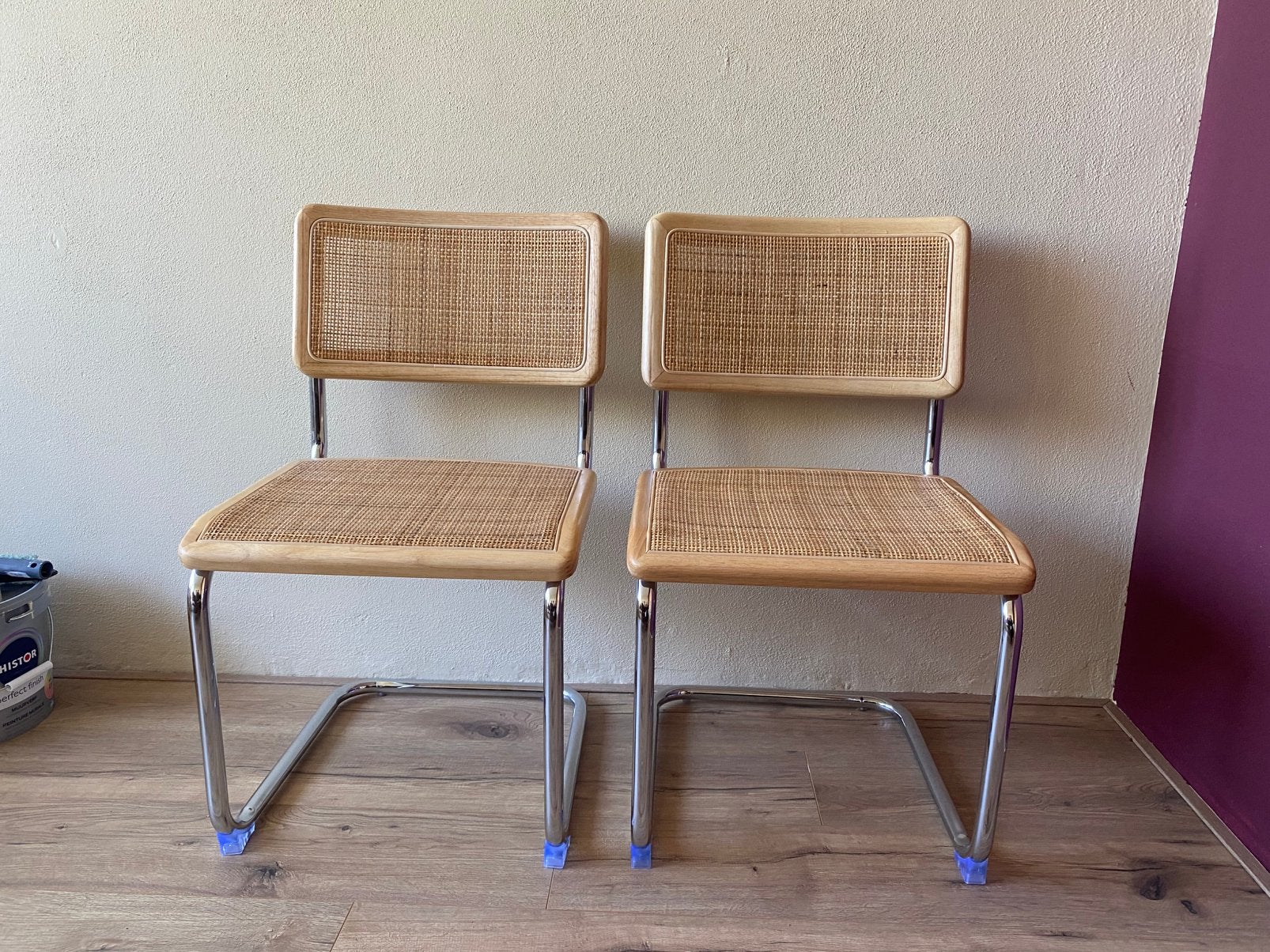 Eetkamer stoelen chroom/rotan (2), Ophalen, Twee, Overige kleuren, Riet of Rotan