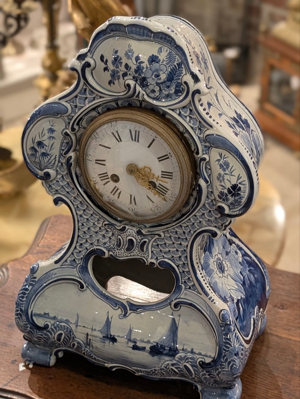 antieke klok porselyne fles. €450.  40 cm hoog, Antiek en Kunst, Ophalen
