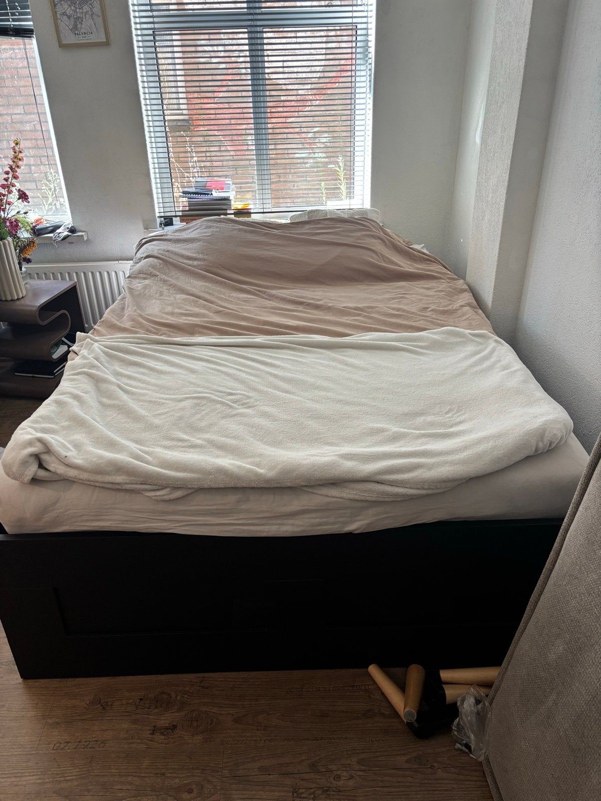 IKEA bed 140x200cm met lades, Ophalen, Gebruikt, Wit, Tweepersoons